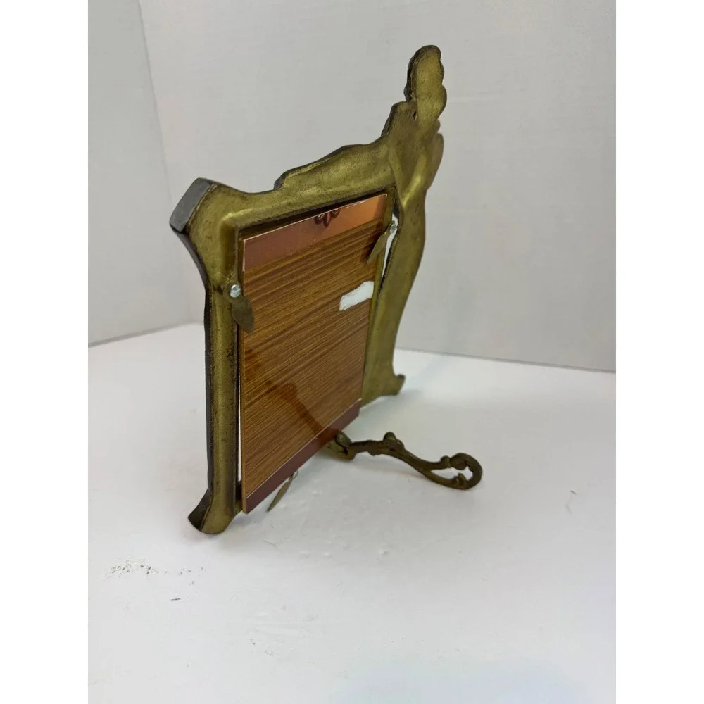 Vintage Art Nouveau Bronze Metal Woman Picture Frame Ornate Belle Epoque Style